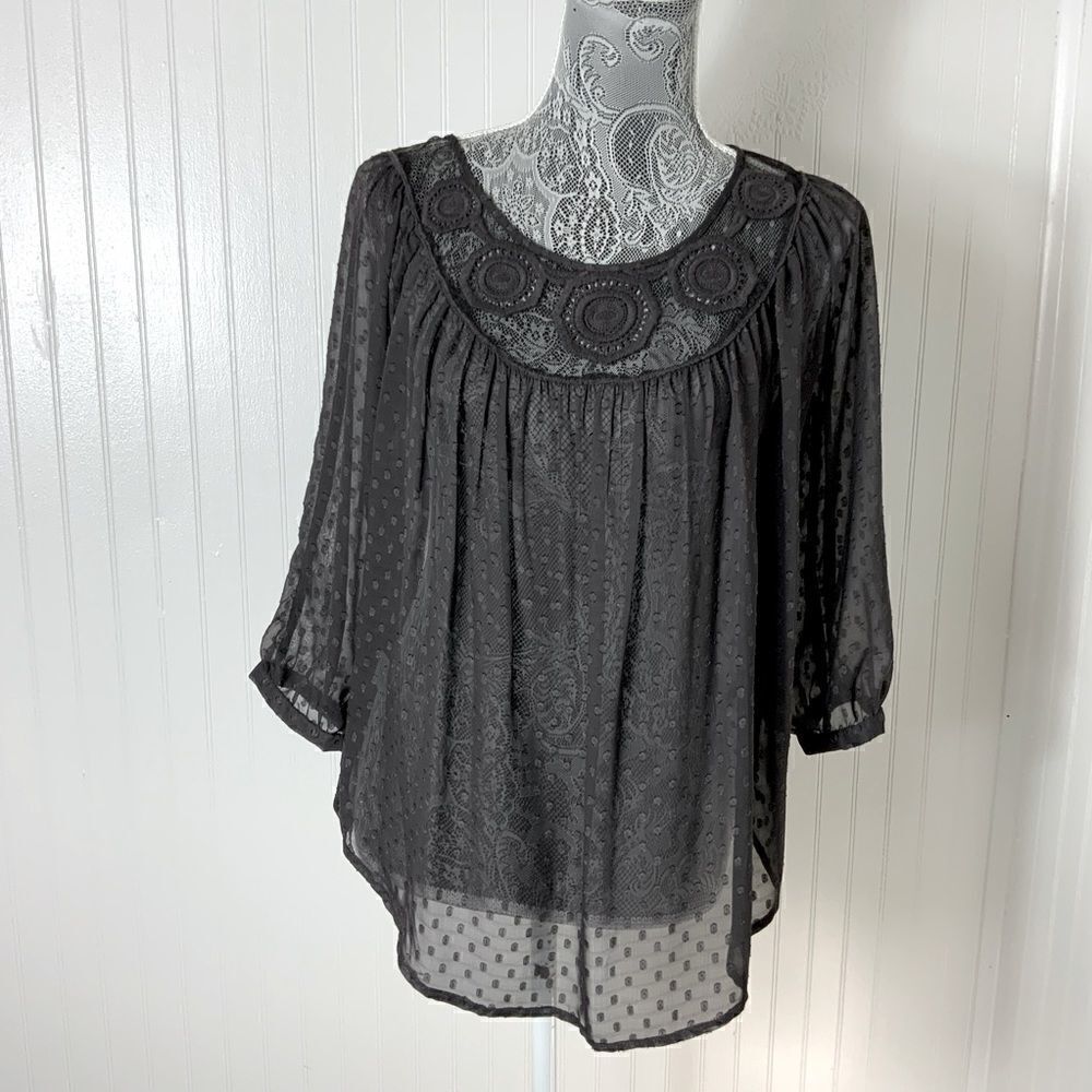 Black Rainn sheer blouse
